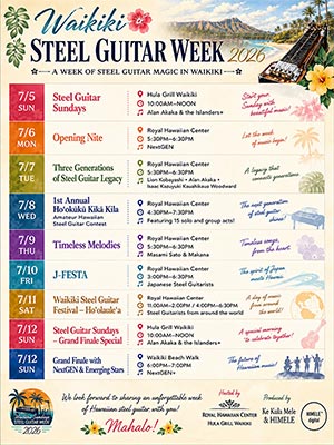 2026 Waikīkī Steel Guitar Week Schedule Poster
